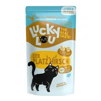 Lucky Lou Nassfutter Lifestage Adult Geflügel & Hirsch, 125 g - Tierbedürfnis: Gewichtskontrolle - Geschmacksrichtung: Wild - Geflügel - Zertifikate: Keine Zertifizierung - Fleischsorte: Geflügel - Hirsch - Futtereigenschaft: Getreidefrei - Kastriert / St