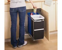 Simplehuman Schrank-Abfalleimer 20+15 l - Anzahl Behälter: 2 - Detailfarbe: Blau - Schwarz - Fassungsvermögen: 35 l - Form: Eckig - Material: Stahl