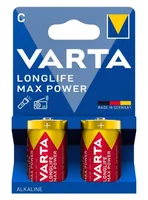 Varta Batterie Longlife Max Power C , 2 Stück - Bauform: Typ C Batterien - Batterietyp: LR14 / C / Baby / 4014 / 4114 / 4714 / 8014 / 814 / LR14EE / AM2 / Size L / MN1400 / ID1400 / E93 / LR14N / 14A / KC / R14 / BA3042/U / 7522 / UM2 / 1/2 Torcia - Chemi