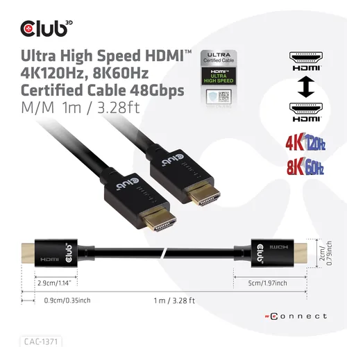 CLUB3D CAC-1371 HDMI cable HDMI Typ A (Standard) Schwarz