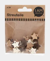 I AM CREATIVE Streuteile Stern 2cm 4501.28 naturmix 24 Stück
