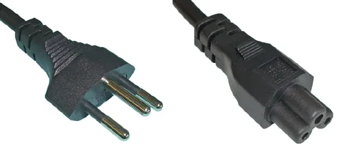 Diggelmann Netzkabel 2.5 m C5 - T12 Schwarz - Anzahl Leiter: 3 - Detailfarbe: Schwarz - Kinderschutz: Nein - Steckereigenschaften: Angespritzt - Steckertyp Ausgang: C5 - Leiterquerschnitt: 0.75 mm²