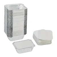 relaxdays Grillschale mit Deckel 100 Stück - Breite: 10 cm - Länge: 13 cm