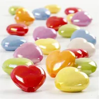Creativ Company Kunststoffperlen 25 mm x 15 mm Herzen - Packungsgrösse: 1 Stück - Durchmesser: 15 mm - Detailfarbe: Mehrfarbig - Perlenart: Acrylperlen