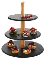 APS 3-stufige Etagère Braun/Schwarz - Produkttyp: Etagere - Materialtyp: Holz - Material: Holz - Schiefer - Detailfarbe: Braun - Schwarz - Anzahl Etagen: 3 × - Stapelbar: Nein