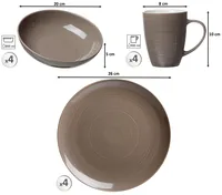 Ritzenhoff & Breker Speise-Service Suomi 12-teilig, Taupe - Material: Porzellan - Teller Typ: Speise-Service - Detailfarbe: Taupe - Verpackungseinheit: 1 Stück - Form: Rund