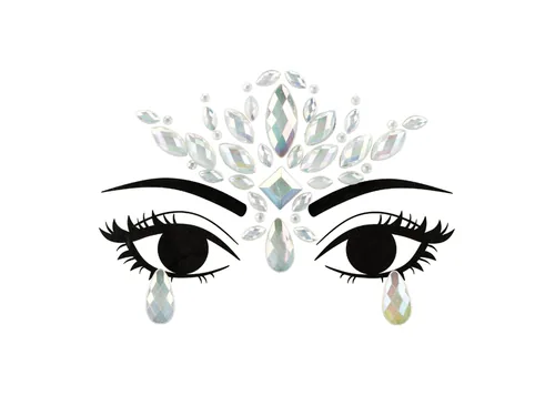 Partydeco Gesichtsschmuck Kristalle silber, 9.5 x 8.5 cm - Set: Nein - Detailfarbe: Silber - Produktart Styling: Schminke
