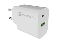 WALL CHARGER NATEC RIBERA 1X USB-A + 1X USB-C 20W WHITE