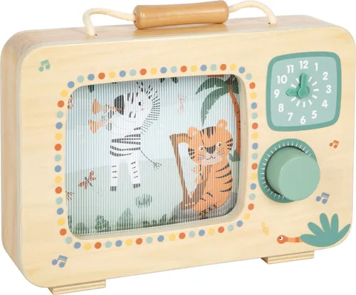 small foot Spieluhr Fernseher Safari - Altersempfehlung ab: 24 Monaten - Material: Holz - Kunststoff - Stoff - Textil - Nachhaltigkeit: FSC® - Detailfarbe: Mehrfarbig