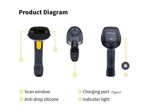 Equip 1D-Barcode Handscanner Laser Wireless Reichw. schwarz