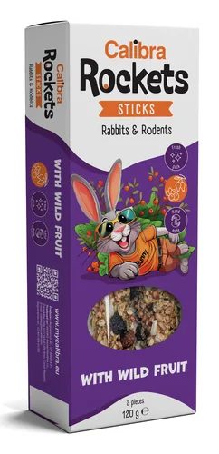 Calibra Snack Wildfrüchte Sticks Kaninchen und Nager 2 Stück - Nagetierart: Meerschweinchen - Kaninchen - Chinchilla - Verpackungsgrösse: 120 g - Tierart: Nager