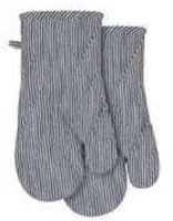 Ladelle Ofenhandschuh Lina Stripe 2 Stück, Blau/Weiss - Grösse: 18 x 33 cm - Detailfarbe: Weiss - Blau - Material: Leinen - Baumwolle - Silikon - Anwendungsbereich: Küche