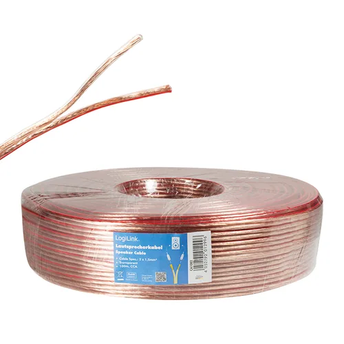 Logilink Lautsprecherkabel, 2x1.50 mm2, 100 m transparent