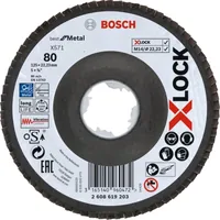Bosch Professional Fächerschleifscheibe X-LOCK Best for Metal K80 125 mm - Zubehörtyp: Fächerschleifscheibe - Für Material: Metall