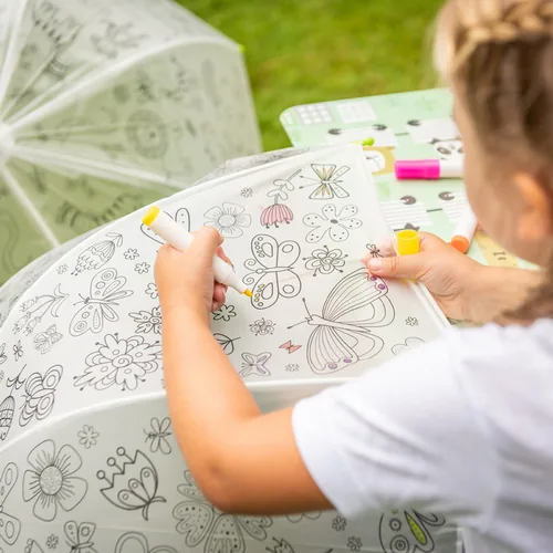 Esschert Design Bastelset Schirm Blumen zum Bemalen Grün/Weiss - Altersempfehlung ab: 36 Monaten - Set: Ja - Produktart: Bastelset