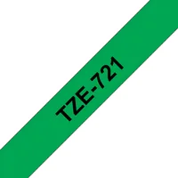 TZE-721 LAMINATED TAPE 9MM 8M BLACK ON GREEN