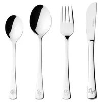 Leonardo Kinderbesteckset Bambini 4-teilig - Art: Kinderbesteckset - Materialtyp: Metall - Material: Edelstahl 18/10 - Eigenschaften: Keine Eigenschaft - Detailfarbe: Silber - Spülmaschinenfest: Ja