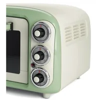 Ariete Backofen Vintage 18 l, Grün - Funktionen: Backen - Grill - Auftauen - Kochen - Ausstattung: Timer-Funktion - Ausfahrbarer Grillrost - Schalter für Unter- und Oberhitze - Grosses Sichtfenster - Breite: 40 cm - Höhe: 24.5 cm - Tiefe: 47.5 cm - Detail