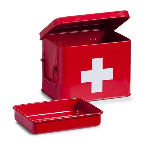 Zeller Present Erste Hilfe Schrank 21.5 x 16 x 16 cm, Rot - Breite: 16 cm - Höhe: 16 cm - Länge: 21.5 cm - Detailfarbe: Rot - Material: Metall - Abschliessbar: Nein
