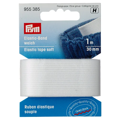 Prym Elastikband 30 mm, Weiss - Verpackungseinheit: 1 Stück - Detailfarbe: Weiss - Produkttyp: Elastikband