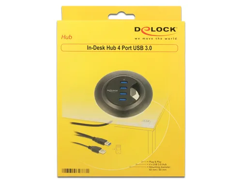 DeLOCK 62868 interface hub USB 3.2 Gen 1 (3.1 Gen 1) Type-A 5000 Mbit/s Black