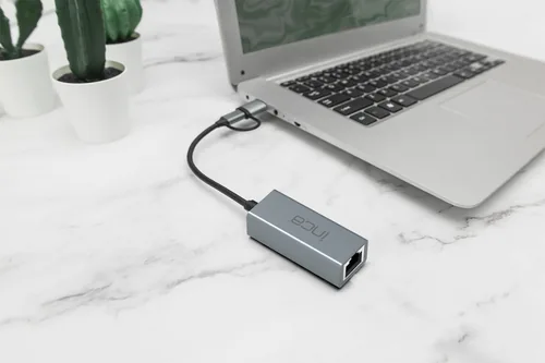INCA Adapter IUTP-01TX Ethernet > USB und Typ C Anschluss