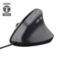 Trust Ergonomische Maus Bayo II Wired - Maus-Typ: Ergonomisch - Bedienungsseite: Rechtshänder - Maus Features: Daumentaste - Gelenkschonend - Programmierbare DPI-Einstellung - Scrollrad - Silent-Tasten - Vertikales Design - Detailfarbe: Schwarz - Schnittstelle: USB-A - Verbindungsart: Verkabelt