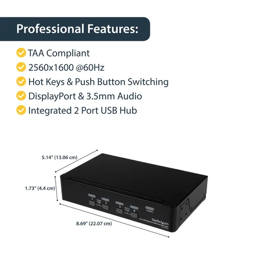 StarTech.com 4 Port DisplayPort USB KVM Switch mit Audio
