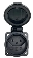 Schönenberger Einbausteckdose T13 IP55 mit Klappdeckel, Schwarz - Steckertyp Ausgang: T13 - Schutzklasse: IP55 - Montage: Einbau - Serie: Keine - E-Nr.: 0 - FI: Ohne