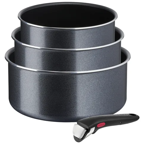 Tefal Kochtopf-Set Ingenio XL Force 16 cm/18 cm/20 cm - Material: Aluminium - Topfart: Kochtopf-Set - Kompatible Kochfelder: Backofen - Glaskeramik - Halogen - Elektro - Antihaftbeschichtung: Ja - Detailfarbe: Grau - Spülmaschinenfest: Ja