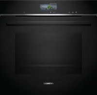 Siemens Einbaudampfbackofen iQ700 HS736G3B1C Schwarz A+ - Einbaunormen: EU 60 - Funktionen: Heissluft - Gären - Warmhalten - Regenerieren - Auftauen - Pizzastufe - Dampf - Umluft - Ober-/Unterhitze - Ausstattung: Backblech - Kindersicherung - Pizzaprogram