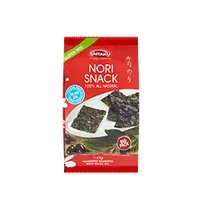 Saitaku Nori Snack 10 g - Produkttyp: Algen - Nährwertangabe pro: 100 g - Energiegehalt (in kj): 2612 KJ - Energiegehalt (in kcal): 624 Kcal - Fett: 50 g - Gesättigte Fettsäuren: 6.2 g