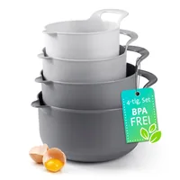 GOURMETmaxx Schüssel 4-teilig, , 4 Stück, Schwarz/Grau/Weiss - Unterteilungsmöglichkeit: Nein - Material: Kunststoff - Detailfarbe: Grau - Schwarz - Weiss - Set: Ja - Form: Rund