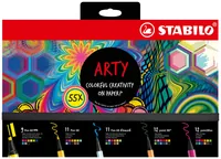 STABILO Fasermaler ARTY 55er Set - Strichstärke: 0.5 - 1 mm - Set: Ja - Anwender: Erwachsene - Kreativbedarf - Schule - Eigenschaft-Stift: Tinte auf Wasserbasis - Fasermaler & Fineliner Art: Fineliner