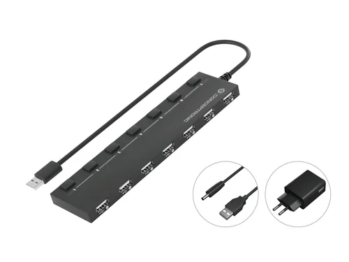 CONCEPTRONIC 7-Port Hub USB-A2.0->7xA2.0DC m.Netz. sw