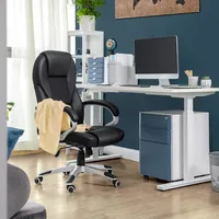 Songmics Bürostuhl mit Rollen Schwarz - Produkttyp: Bürostuhl - Material Bezug: Schaumstoff - Armlehnen: Ja - Material Fuss: Metall - Rückenart: Polsterrücken - Rollenart: Universalrollen