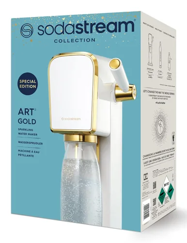 Sodastream Wassersprudler Art Weiss/Gold - Breite: 16.9 cm - Höhe: 43.1 cm - Tiefe: 24.5 cm - Detailfarbe: Weiss - Gold - Passender Zylinder: 60 l - Im Lieferumfang enthaltene Flaschen: 1
