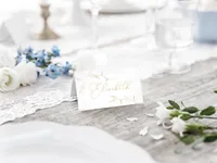 Partydeco Tischkarte Zweige 9.5 x 5.5 cm, 10 Stück, Weiss/Gold - Papierformat: 9.5 x 5.5 cm - Motiv: Hochzeit - Verpackungseinheit: 10 Stück - Detailfarbe: Gold - Weiss - Inkl. Couvert: Nein