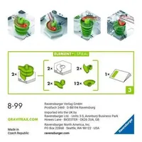 Ravensburger Kugelbahn Zubehör GraviTrax Element Spiral - Altersempfehlung ab: 8 Jahren - Material: Kunststoff - Eigenschaften: Keine Eigenschaft - Zertifikate: Keine Zertifizierung - Anzahl Teile: 3 Teile
