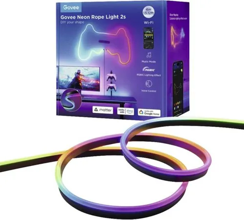 Govee LED Stripe Neon, Schwarz, 4 m, RGBIC, Matter - Protokoll: Bluetooth - Matter - WLAN - Lampensockel: LED fest verbaut - Smart Home: Kompatibel - Inklusive Netzteil: Ja - Dimmbar: dimmbar - Set: Ja