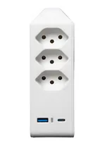 Brennenstuhl Abzweigstecker 3 x T13, 1 x USB A, 1 x USB C, 300° drehbar - Detailfarbe: Weiss - Schalter: Nein - Steckdosenanzahl: 3 - Ausstattung: drehbar 300° - 1x USB-C - 1x USB-A - Kinderschutz: Nein