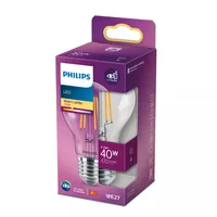 Philips Lampe LEDcla 40W E27 A60 WW CL ND Warmweiss (WW) - Energieeffizienzklasse EnEV 2020: F - Lampensockel: E27 - Farbtemperatur Kelvin: 2700 K - Gesamtleistung: 4.3 W - Dimmbar: nicht dimmbar - Zusätzliche Ausstattung: EyeComfort