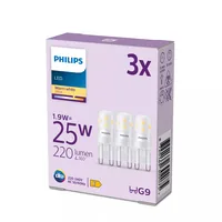 Philips LED Brenner, 25 W, G9 x3 Warmweiss (WW) - Energieeffizienzklasse: E - Lampensockel: G9 - Protokoll: Ohne - Smart Home: Nicht kompatibel - Farbtemperatur Kelvin: 2700 K - Gesamtleistung: 1.9 W