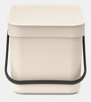Brabantia Komposteimer Sort & Go 6 l, Beige - Anzahl Behälter: 1 - Detailfarbe: Beige - Form: Eckig - Fassungsvermögen: 6 l - Höhe: 18.1 cm - Material: Kunststoff