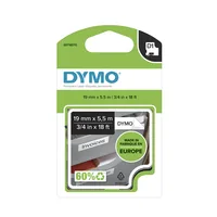 DYMO Beschriftungsband D1 Schwarz auf Weiss - Länge: 5.5 m - Schriftfarbe: Schwarz - Material: Textil - Bandfarbe: Weiss - Materialeigenschaften: Stark haftend - Hitzebeständig - Wasserabweisend - UV-Resistent - Breite: 19 mm