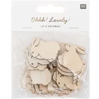 Rico Design Streudeko Hase gross 24 Stück, Nature - Verpackungseinheit: 1 Stück - Material: Holz - Detailfarbe: Nature - Produkttyp: Streudeko