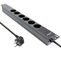 InLine 19" Steckdosenleiste - 6-fach Schutzkontakt - ohne Schalter - 2m - schwarz