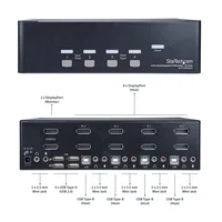 STARTECH.COM 4 Port Dual DisplayPort KVM Switch - DisplayPort 1.2 KVM - 4K 60Hz - DisplayPort Switch - USB KVM Switch