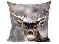 Dameco Kissen gefüllt Hirsch 40 x  40 cm, Braun/Grau - Breite: 40 cm - Detailfarbe: Braun - Grau - Nachhaltigkeit: Nicht angegeben - Bezug abnehmbar: Ja - Mit Bezug: Ja - Produkttyp: Kissen mit Füllung