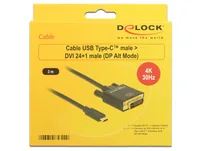 Delock Kabel 4K USB Type-C - DVI-D, 3 m - Kabeltyp: Anschlusskabel - Videoanschluss Seite A: USB Type-C - Videoanschluss Seite B: DVI-D - Detailfarbe: Schwarz - HDMI Standard: Keine Angabe - Display Port Standard: Keine Angabe
